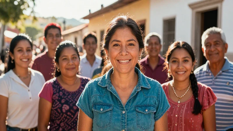 Comunidad mexicana sonriente en luz cinematográfica vibrante