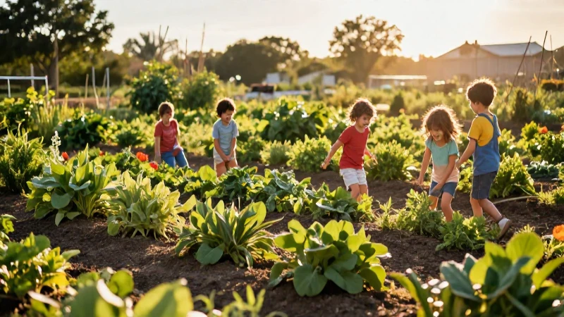Jardín vibrante repleto de alegría infantil