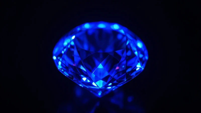 Diamante brilla azul intenso bajo luz ultravioleta