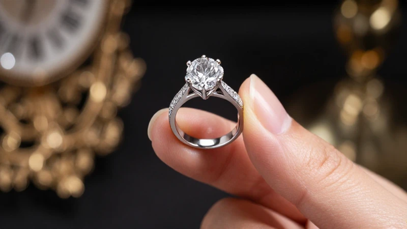 Anillo de diamantes en mano elegante
