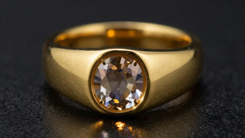 Anillo dorado en primer plano, impactante y elegante