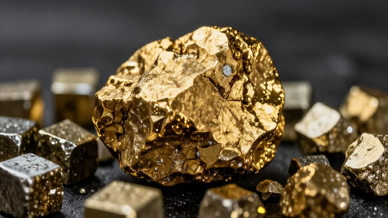 Primer plano impactante de oro y pirita