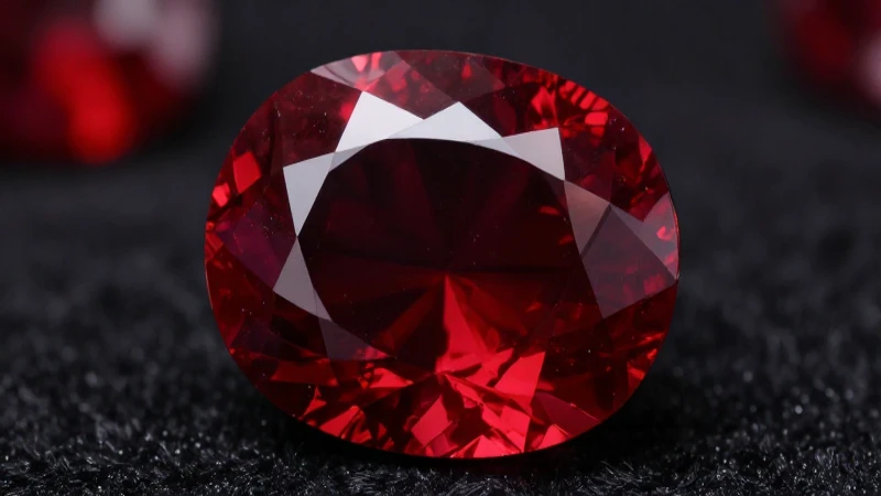 Rubí rojo con detalles macro lujosos