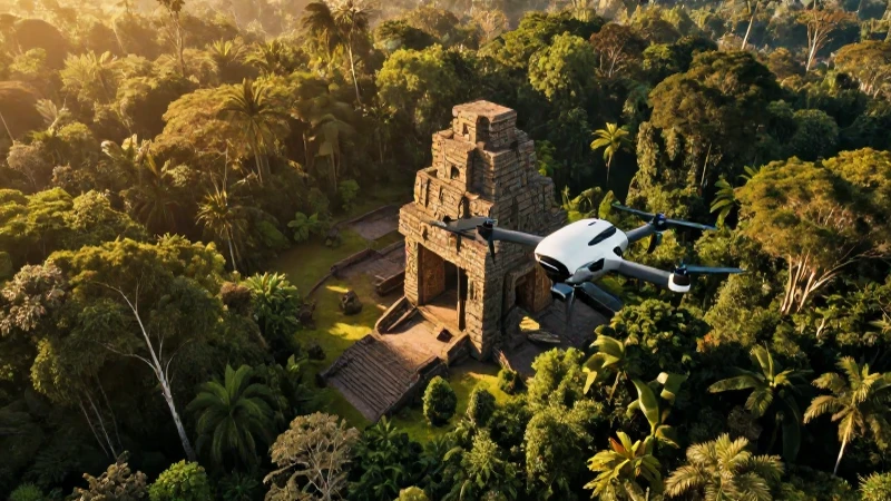 Ruinas amazónicas reveladas con drones dorados