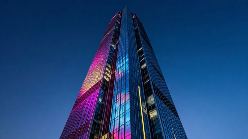 Rascacielos futuristas resaltados en luces neón