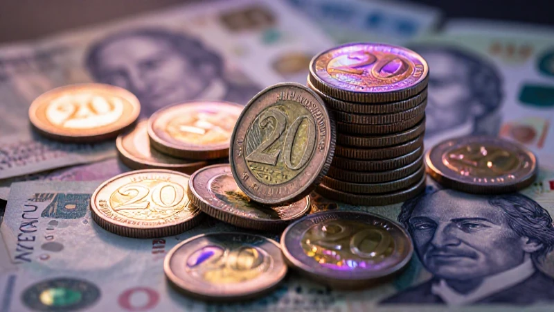 Monedas brillantes destacan con fondo borroso