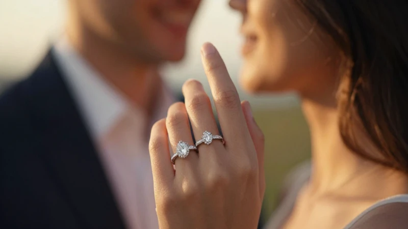 Anillo de compromiso en mano femenina destacada