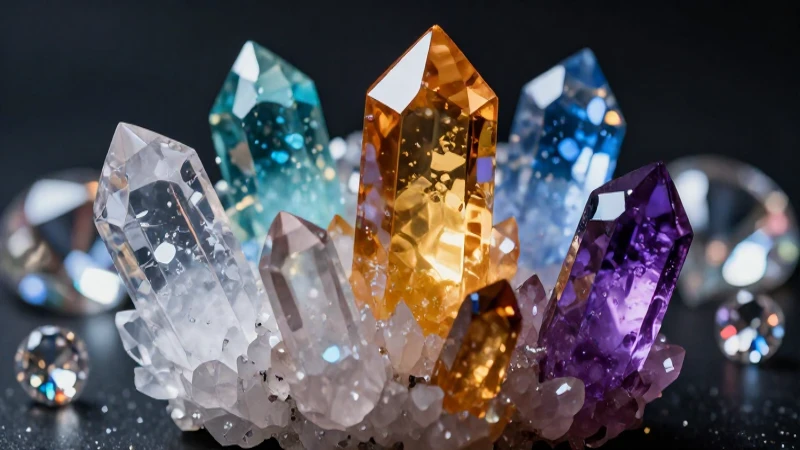 Cristales de cuarzo relucientes, imagen impactante