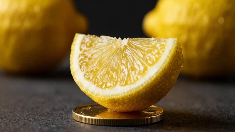 Limón en moneda, iluminación dramática y vibrante
