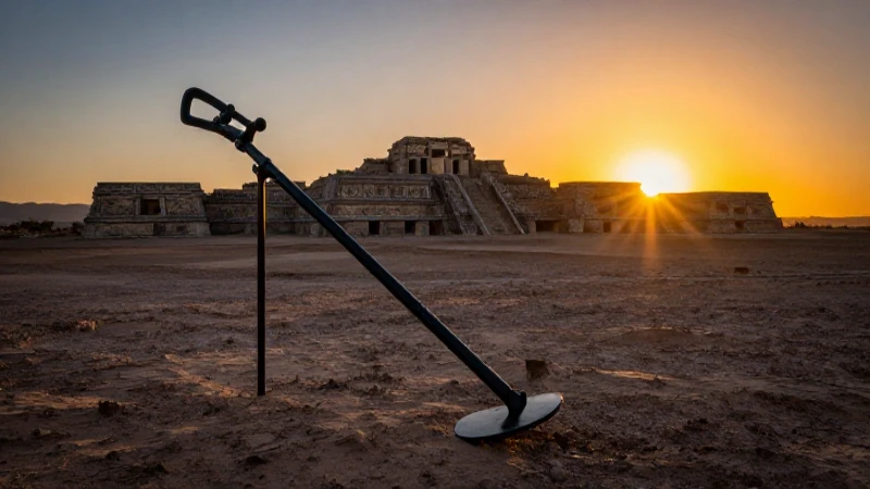 Ruinas aztecas al atardecer en desierto mexicano