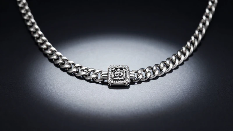 Cadena de plata elegante con luz cinematográfica