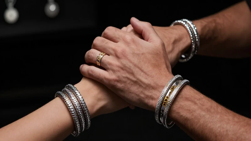 Pulseras de plata con nombres en foco