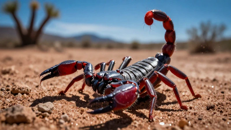 Escorpión mexicano en desierto, foto impactante