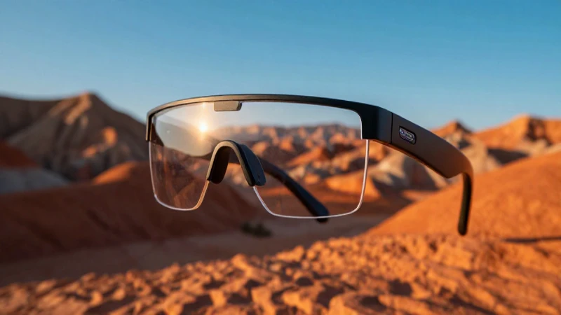 Gafas inteligentes en paisaje cinematográfico vibrante