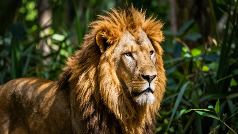 Qué rasgos esenciales debo conocer de mi amigo Leo 2 Retrato felino dorado en vibrante jungla cinematográfica