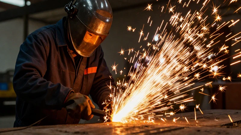 Retrato vibrante y dramático de un trabajador del acero
