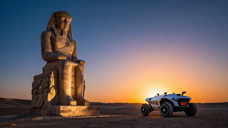 Rover futurista en paisaje iraní espectacular