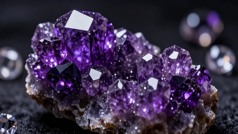 Cristal violeta intenso con iluminación dramática