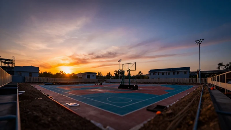 Parque deportivo al atardecer: foto cinematográfica