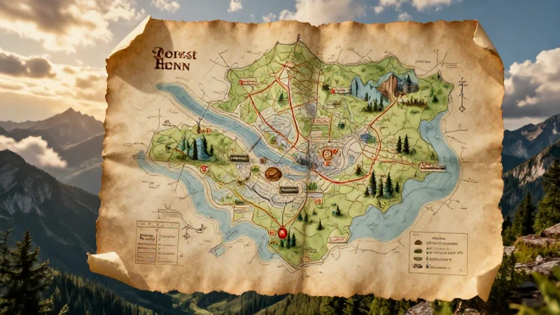 Tesoro Fenntrón: mapa épico en montaña dorada