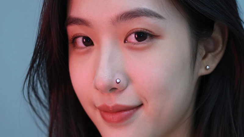 Piercing en el cartílago, modelo sonriendo a cámara