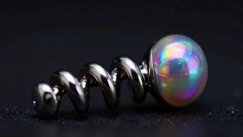 Piercing helicoidal iridiscente con fondo difuminado