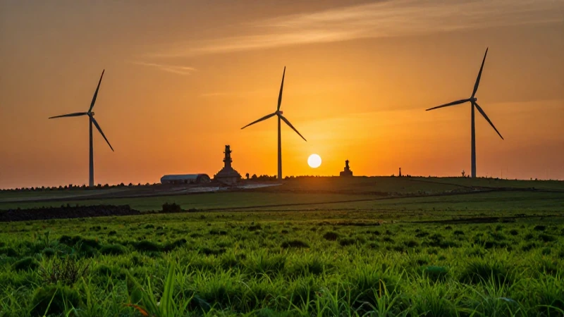 Paisaje minero vibrante al atardecer energético