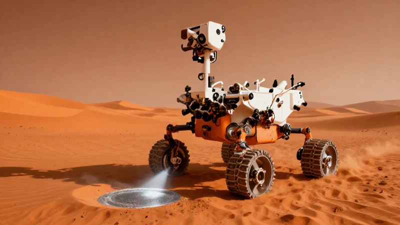 Explorando el Rover C4 para detectar metales en 3D 5 Rover espacial explora Marte en naranja dramático