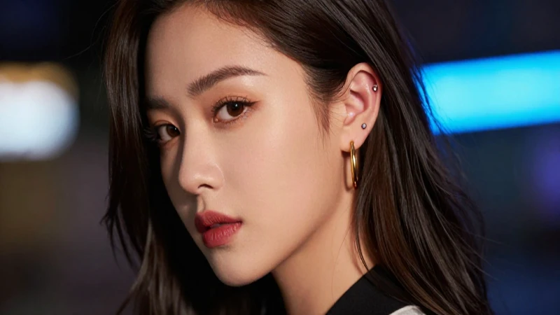 Joven con piercings y aretes dorados