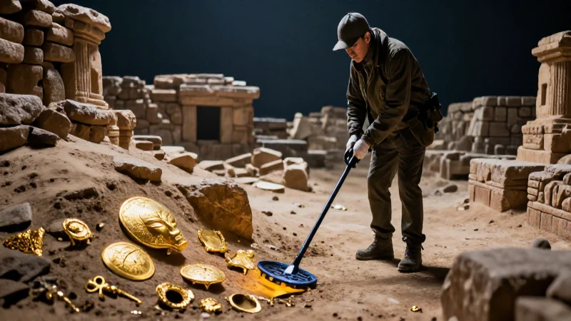 Detective encuentra tesoros dorados en ruinas