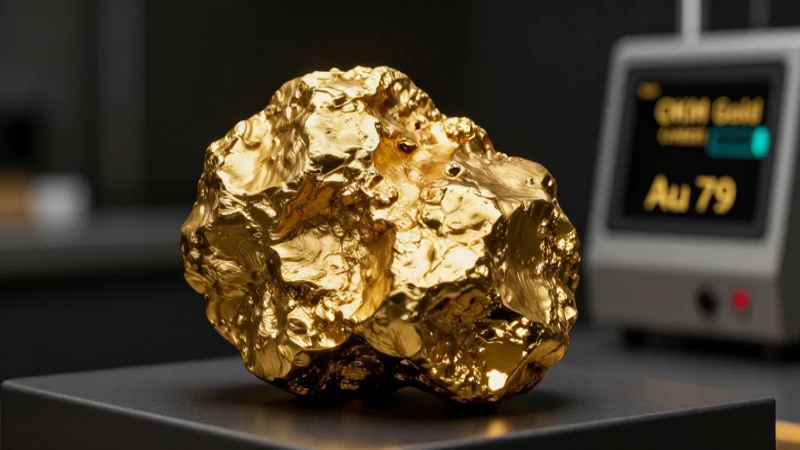 Muestra oro realista con iluminación dramática