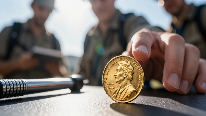 Se halló una moneda de oro bizantina con Fusion Pro Plus 8 Tesoros antiguos bajo luz dramática y enfoque selectivo