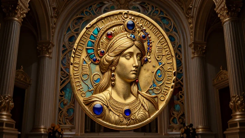 Se halló una moneda de oro bizantina con Fusion Pro Plus 3 Retrato barroco realista de una princesa bizantina