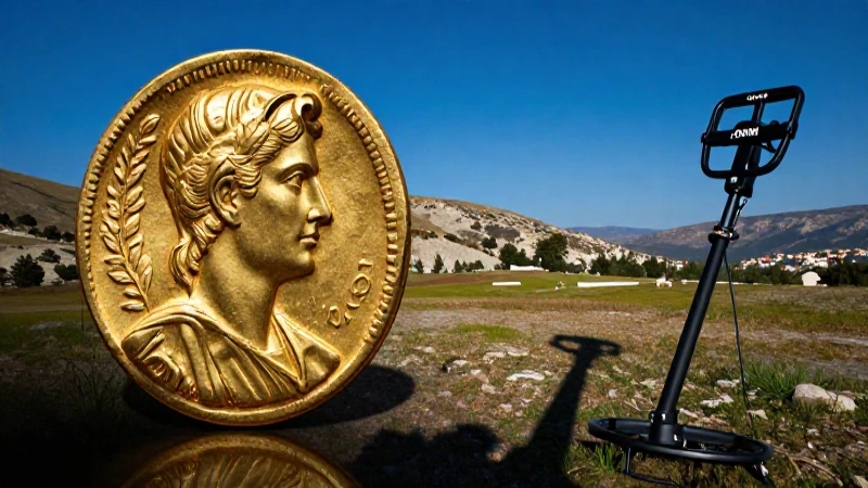 Moneda griega en paisaje turco antiguo