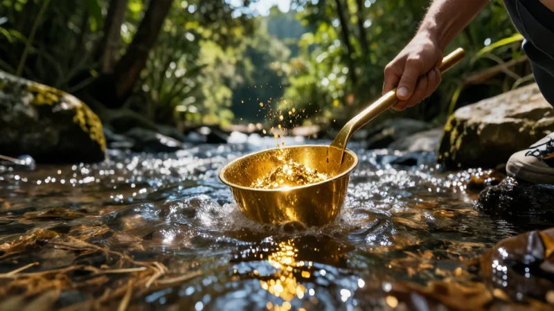 Piedras auríferas relucen en río claro