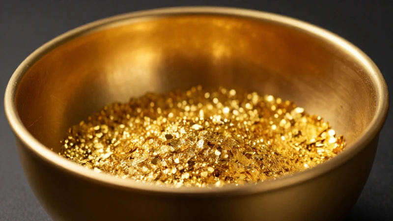 Hojas de oro brillan en un plato