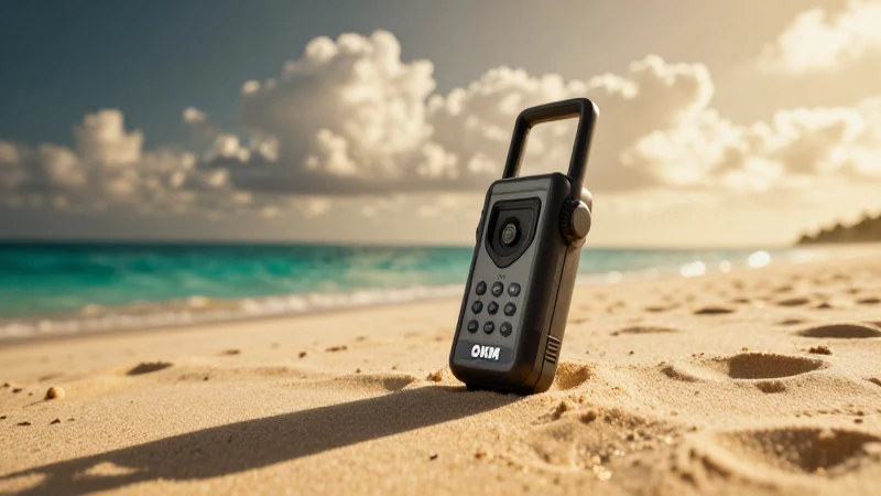 Detector GPR en playa, imagen cinematográfica impactante