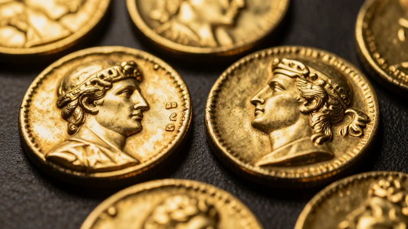 Monedas griegas antiguas vibrantes en primer plano