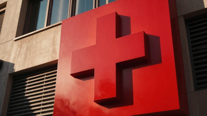 Fachada vibrante con escudo rojo en primer plano