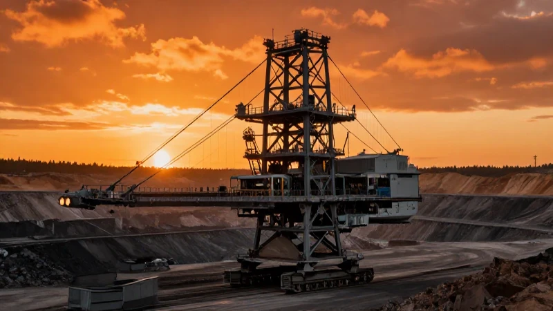 Excavadora gigante en mina a cielo abierto