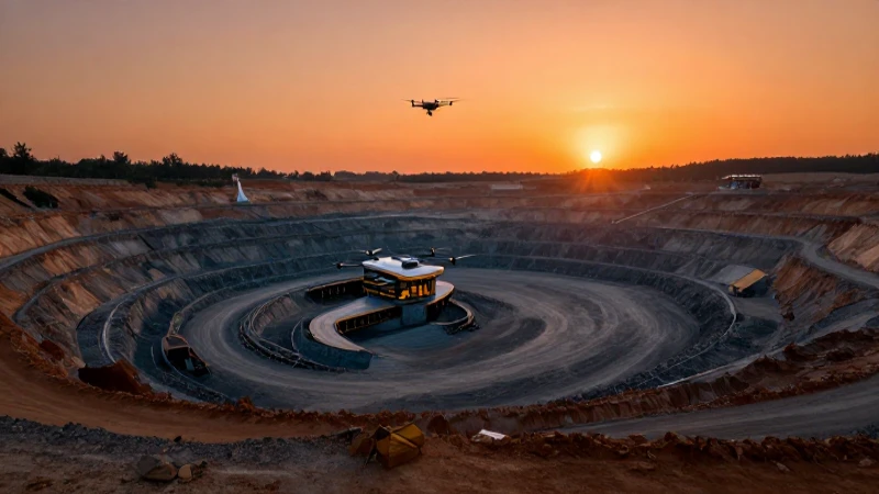 Minería moderna con paisaje dramático y realista