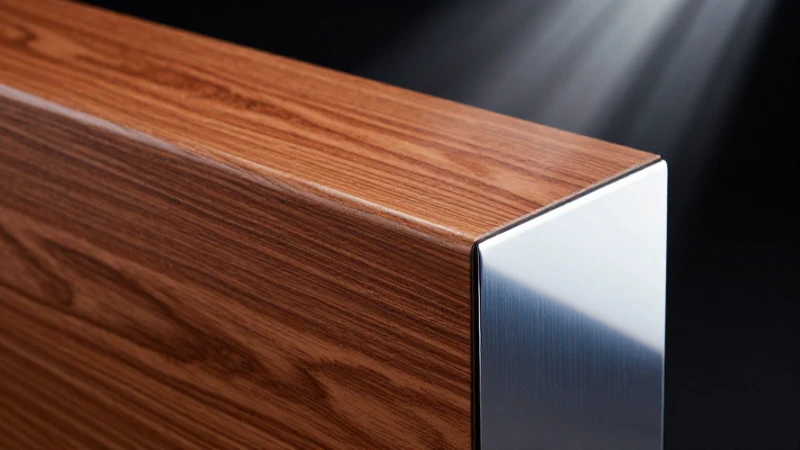 Madera cromada, luz dramática y enfoque nítido