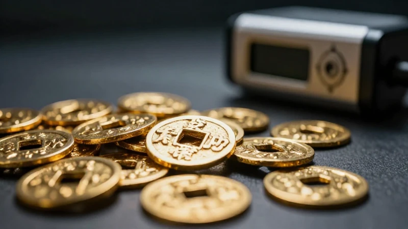 Monedas doradas antiguas resplandecen bajo luz dramática