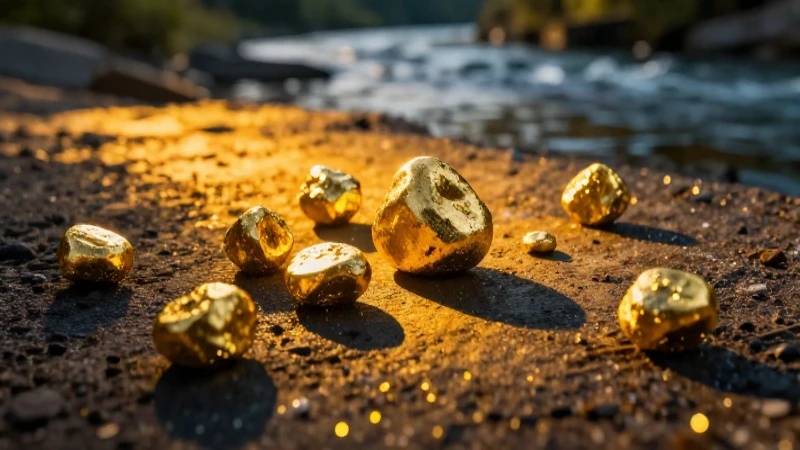 Pepitas doradas resaltan en el río
