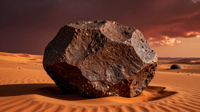 Meteorito Hoba imponente bajo luz cinematográfica
