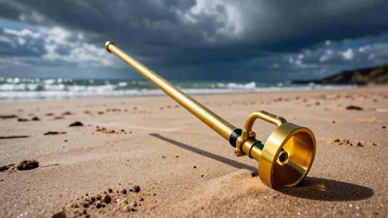 Detectores dorados en una playa vibrante