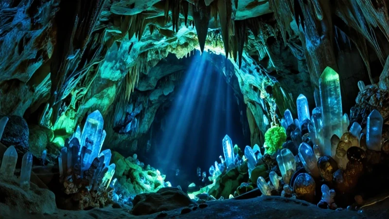Qué son las fascinantes Höhlen und Hohlräume bajo tierra 6 Cueva espectacular con cristales y luz vibrante