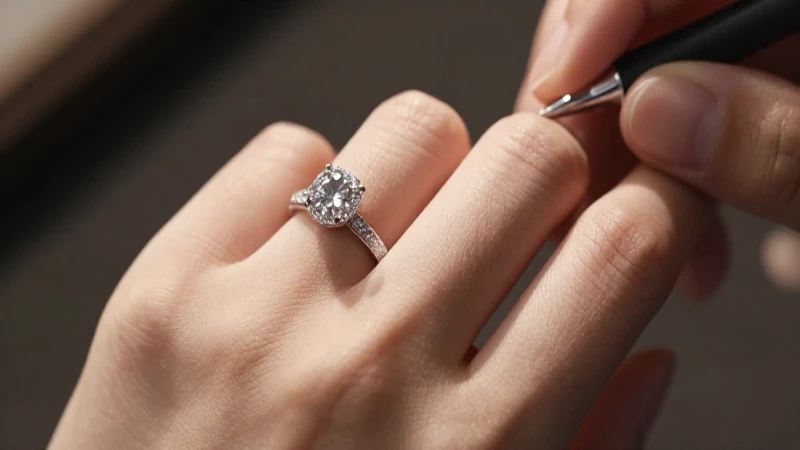 Anillo brillante en mano con luz cálida