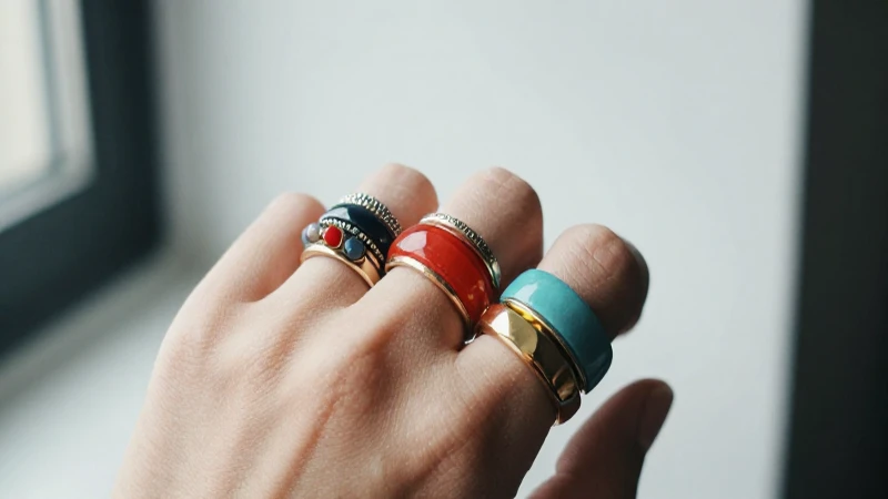 Anillos elegantes resaltan en primer plano