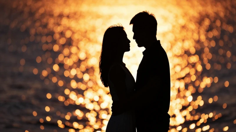 Silueta romántica: amor, luces y elegancia